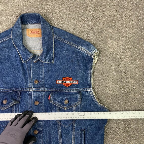 Vintage 80s Levi's Denim Vest Men's Large Blue Jean 70507 0218 Made in the USA - Picture 9 of 13